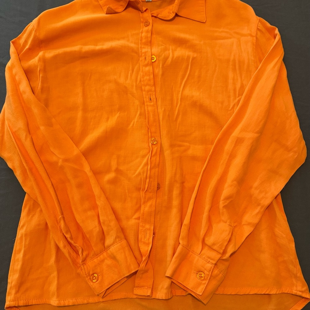 Women’s orange linen blouse